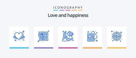 love blue 5 pack d'icônes, y compris la fête. cœur. carte postale. romantique. lune. conception d'icônes créatives vecteur