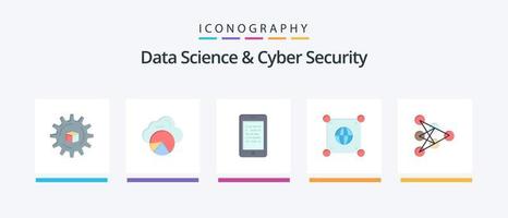 science des données et pack d'icônes plat 5 de cybersécurité, y compris l'apprentissage. monde. mobile. mondial. apprentissage en ligne. conception d'icônes créatives vecteur