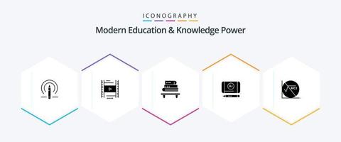 pack d'icônes de 25 glyphes de l'éducation et des connaissances modernes, y compris la formule mathématique. mathématiques . pouvoir. éducation. meilleure note vecteur