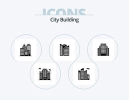 pack d'icônes de glyphe de construction de ville 5 conception d'icônes. . . bâtiment. entreprise. appartement vecteur