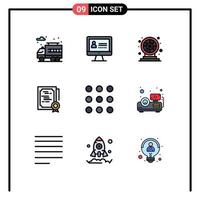 9 icônes créatives signes et symboles modernes de nombres appel jeu diplôme signe éléments de conception vectoriels modifiables vecteur
