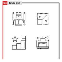 ensemble de 4 symboles d'icônes d'interface utilisateur modernes signes pour les postes de conception de sécurité d'analyse arrêtés éléments de conception vectoriels modifiables vecteur