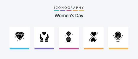 pack d'icônes glyphe 5 de la journée des femmes, y compris le cœur. aux femmes. femmes. femmes. croissance. conception d'icônes créatives vecteur