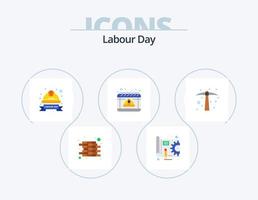 pack d'icônes plates de la fête du travail 5 conception d'icônes. un dur travail. peut. dur. travail. calendrier vecteur