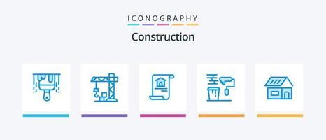 pack d'icônes de construction bleu 5, y compris la construction. bâtiment. maison. outils. peinture. conception d'icônes créatives vecteur