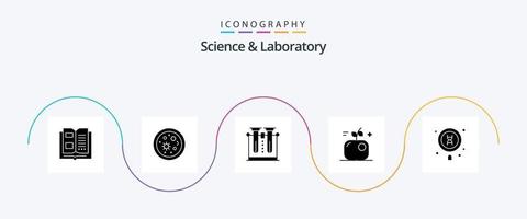 pack d'icônes de glyphe scientifique 5, y compris la biologie. nourriture. chimie. éducation. tube vecteur