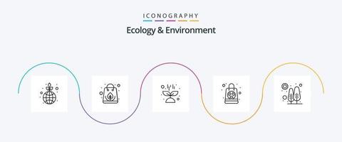 pack d'icônes écologie et environnement ligne 5, y compris arbre. sac. nature. radioactif. nucléaire vecteur