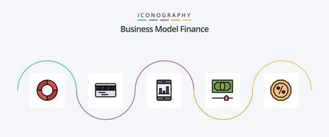 ligne de finances remplie de pack d'icônes plat 5 comprenant. téléphone intelligent. pour cent. crédit vecteur