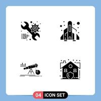 pack de 4 signes et symboles de glyphes solides modernes pour les supports d'impression Web tels que les éléments de conception vectoriels modifiables du marché du jeu d'équipement de financement des services vecteur