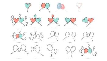 icônes de style plat simples de ballons pour la fête de l'amour le jour de la Saint-Valentin ou le 8 mars. vecteur