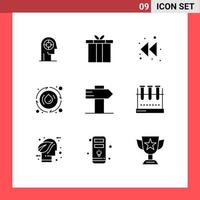 pack de 9 signes et symboles de glyphes solides modernes pour les supports d'impression Web tels que les éléments de conception vectoriels modifiables vecteur