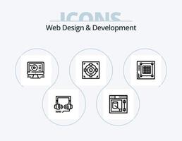 pack d'icônes de ligne de conception et de développement web 5 conception d'icônes. art. la toile. moniteur. mise en page. conception vecteur