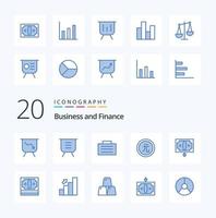 20 pack d'icônes de couleur bleue de la finance comme la valeur du commerce pièce de monnaie de la finance vecteur