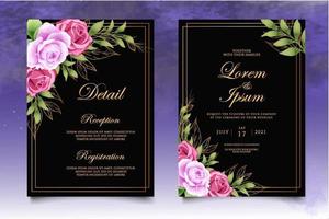 modèle d'invitation de mariage floral beau dessin à la main vecteur
