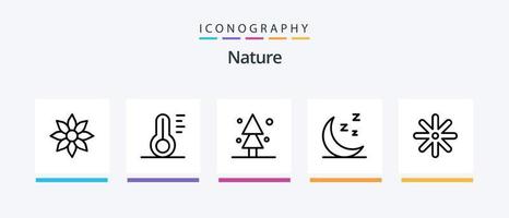 pack d'icônes ligne nature 5, y compris la nature. printemps. banc. poison. champignon. conception d'icônes créatives vecteur