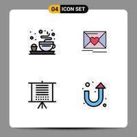 ensemble de 4 symboles d'icônes d'interface utilisateur modernes signes pour le petit déjeuner seo mail flèche de mariage éléments de conception vectoriels modifiables vecteur