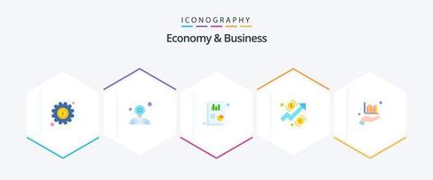 économie et affaires pack de 25 icônes plates, y compris les affaires. argent. graphique. croissance. analyse vecteur