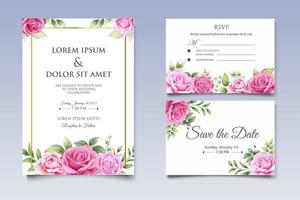 carte d'invitation de mariage floral dessin à la main vecteur
