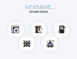 pack d'icônes remplies de ligne d'arcade 5 conception d'icônes. jouer. amusant. jouer. arcade. jeu vecteur
