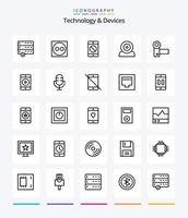 appareils créatifs 25 pack d'icônes de contour tels que les appareils. technologie. dispositifs. matériel. dispositifs vecteur