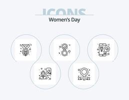 pack d'icônes de la ligne de la journée des femmes 5 conception d'icônes. jour. content. calendrier. jour. femmes vecteur