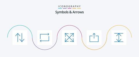 symboles et flèches bleu 5 pack d'icônes comprenant. Zoom. flèches vecteur