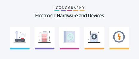 appareils à plat 5 pack d'icônes, y compris électriques. caméra. complet. disque. compact. conception d'icônes créatives vecteur