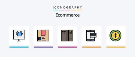 ligne de commerce électronique remplie de 5 packs d'icônes, y compris les achats. en ligne. payer. crédit. vente. conception d'icônes créatives vecteur