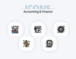 pack d'icônes remplies de lignes comptables et financières 5 conception d'icônes. économie. argent. graphique. générer. dollar vecteur