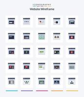 pack d'icônes plat wireframe 25 de site Web créatif tel que site Web. page. site Internet. l'Internet. site Internet vecteur