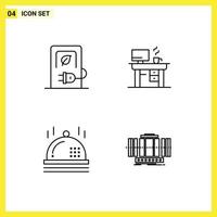 ensemble de 4 symboles d'icônes d'interface utilisateur modernes signes pour les stations de célébration de voiture ordinateur portable dîner éléments de conception vectoriels modifiables vecteur