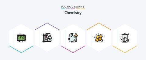 pack d'icônes chimie 25 fillline comprenant la formule. science. mélanger. chimie. étude vecteur