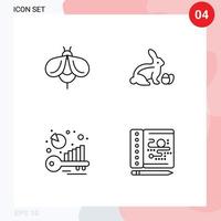 ligne d'interface mobile ensemble de 4 pictogrammes d'analyse comparative d'abeilles bogue bébé analyse de mots clés éléments de conception vectoriels modifiables vecteur