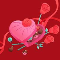 boîte de coeur de chocolats de bonbons de valentine vecteur