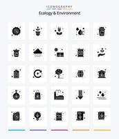 écologie créative et environnement pack d'icônes noires solides de 25 glyphes tels que le recyclage. écologie. énergie. goutte. aqua vecteur