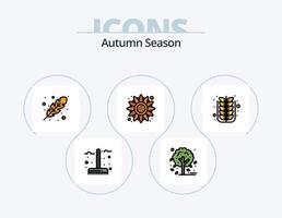 pack d'icônes remplies de ligne d'automne 5 conception d'icônes. feuille. cendre. automne. pluie. automne vecteur