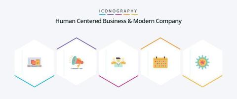 entreprise centrée sur l'homme et pack d'icônes plat de 25 entreprises modernes, y compris l'expérience. année. personnel. mois. calendrier vecteur