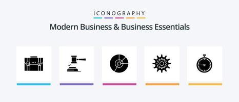 pack d'icônes glyphe 5 pour les entreprises modernes et les essentiels de l'entreprise, y compris le graphique. tarte. enchères. juridique. juge. conception d'icônes créatives vecteur