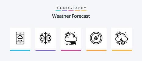 pack d'icônes météo ligne 5 comprenant. nuit. temps. nuage. temps. conception d'icônes créatives vecteur