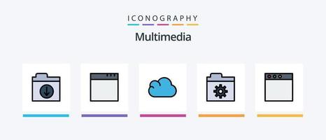 ligne multimédia remplie de 5 packs d'icônes comprenant. dossier. Renommer. modifier. conception d'icônes créatives vecteur