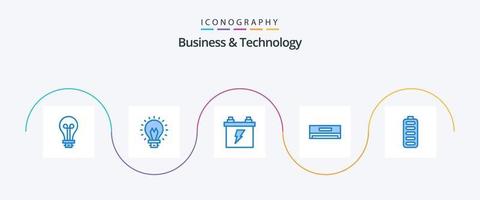 pack d'icônes business et technologie bleu 5 comprenant. énergie. climatiseur. mise en charge. accumulateur vecteur