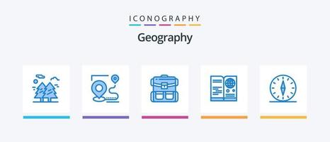 pack d'icônes geo graphy blue 5 incluant visa. passeport. destination. randonnée. sac. conception d'icônes créatives vecteur