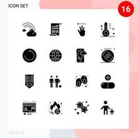 interface mobile glyphe solide ensemble de 16 pictogrammes de sauvegarde ensoleillée conception générale de protection des données éléments de conception vectoriels modifiables à gauche vecteur