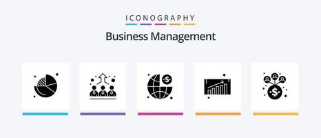 pack d'icônes glyphe 5 de gestion d'entreprise, y compris le réseau. entreprise. entreprise. ventes. croissance des affaires. conception d'icônes créatives vecteur