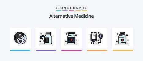 ligne de médecine alternative remplie de 5 icônes, y compris la médecine. médicament. médecine. médecine. poumons. conception d'icônes créatives vecteur