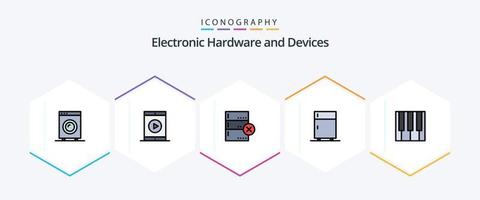 appareils 25 pack d'icônes fillline, y compris le gel. électronique. film. électrique. dispositifs vecteur