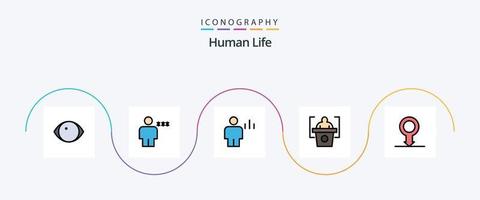 pack d'icônes plat 5 rempli de ligne humaine, y compris humain. présentation. fermé à clé. éducation. graphique vecteur