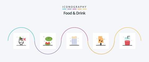 pack d'icônes plat 5 de nourriture et de boisson, y compris le verre. nourriture. bière. boire. glace vecteur