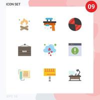 interface mobile couleur plate ensemble de 9 pictogrammes de nourriture et boisson bar à boissons signe de barre de jouet éléments de conception vectoriels modifiables par gravité vecteur
