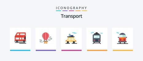 pack d'icônes de transport plat 5, y compris les transports publics. bus. voiture. transport. former. conception d'icônes créatives vecteur